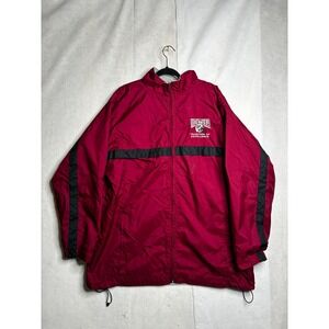 VTG VG Athletics Montana Griz Windbreaker Jacket Mens XL Maroon Fleece Lined